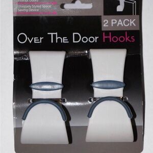 Over The Door Hooks 2-Pack in White with Gray Accents